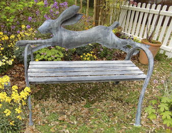 Leaping Hare Bench. Copyright Chistopher Lisney 2020 - All Rights reserved by DESIGN PROTECT